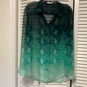 Equipment Femme Silk Ombre Green Snake blouse M
